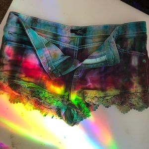 Hand dyed jean shorts